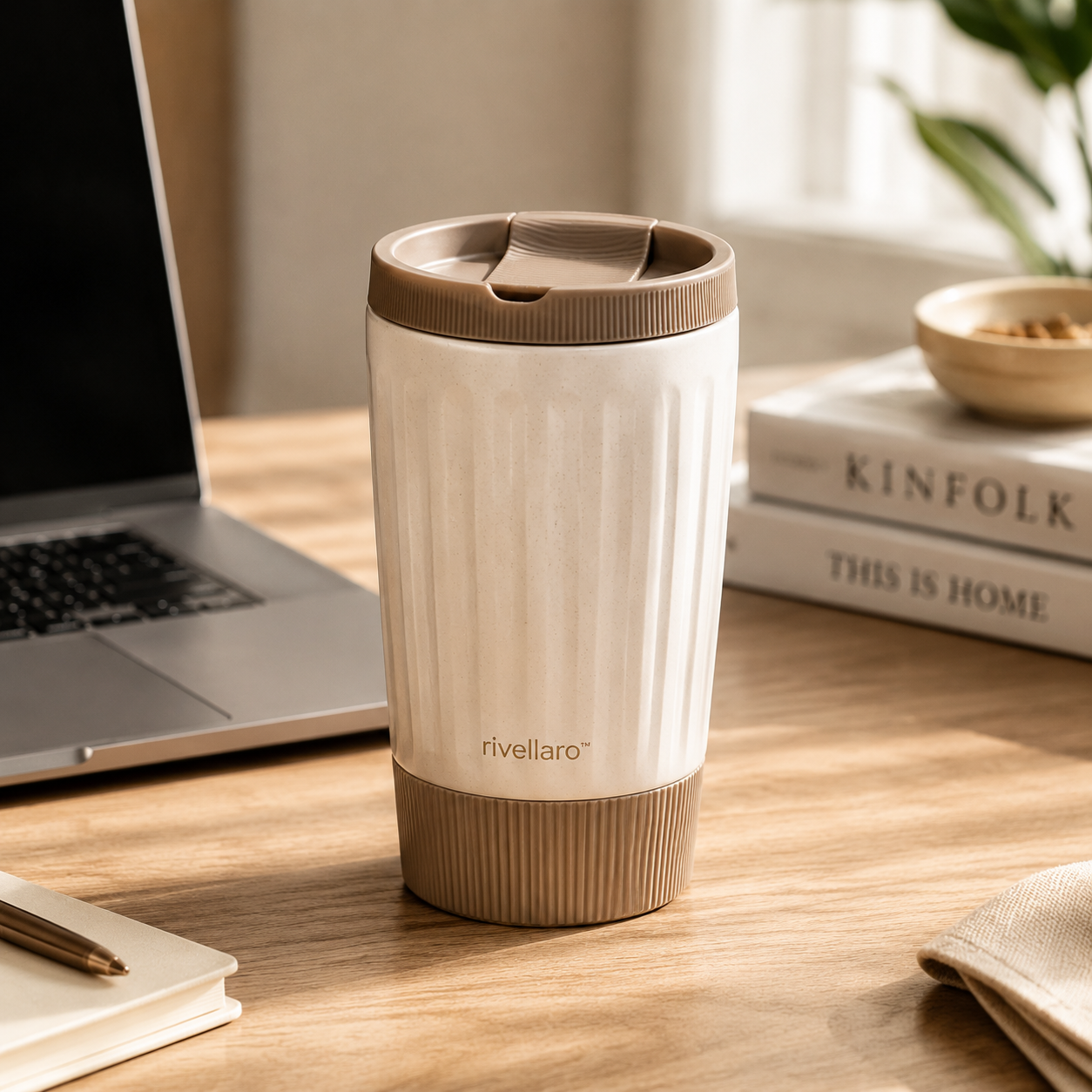Rivellaro™ Virella Double Wall Ceramic Travel Mug