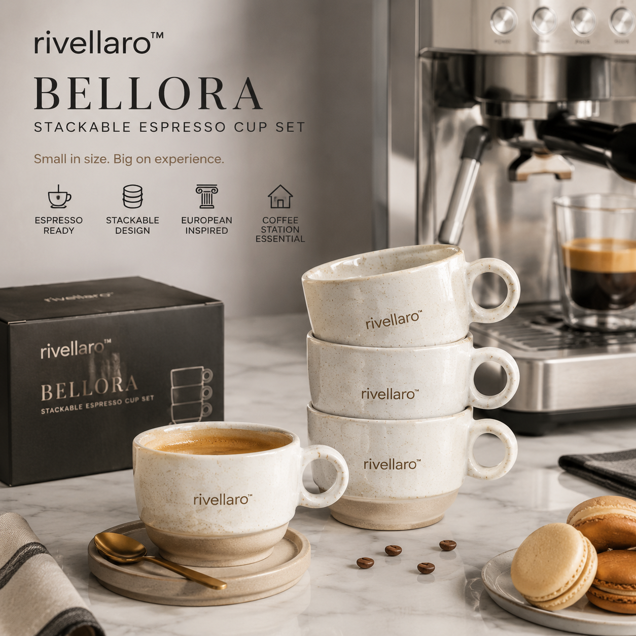 Rivellaro™ Bellora Stackable Espresso Cup Set